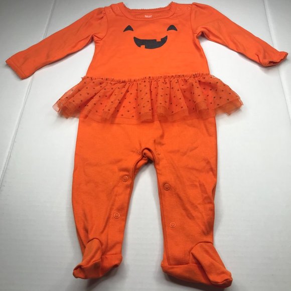 Just One You by Carter’s Girls 9 Month 1 Piece Pumpkin Sleeper New Without Tags - Picture 1 of 14